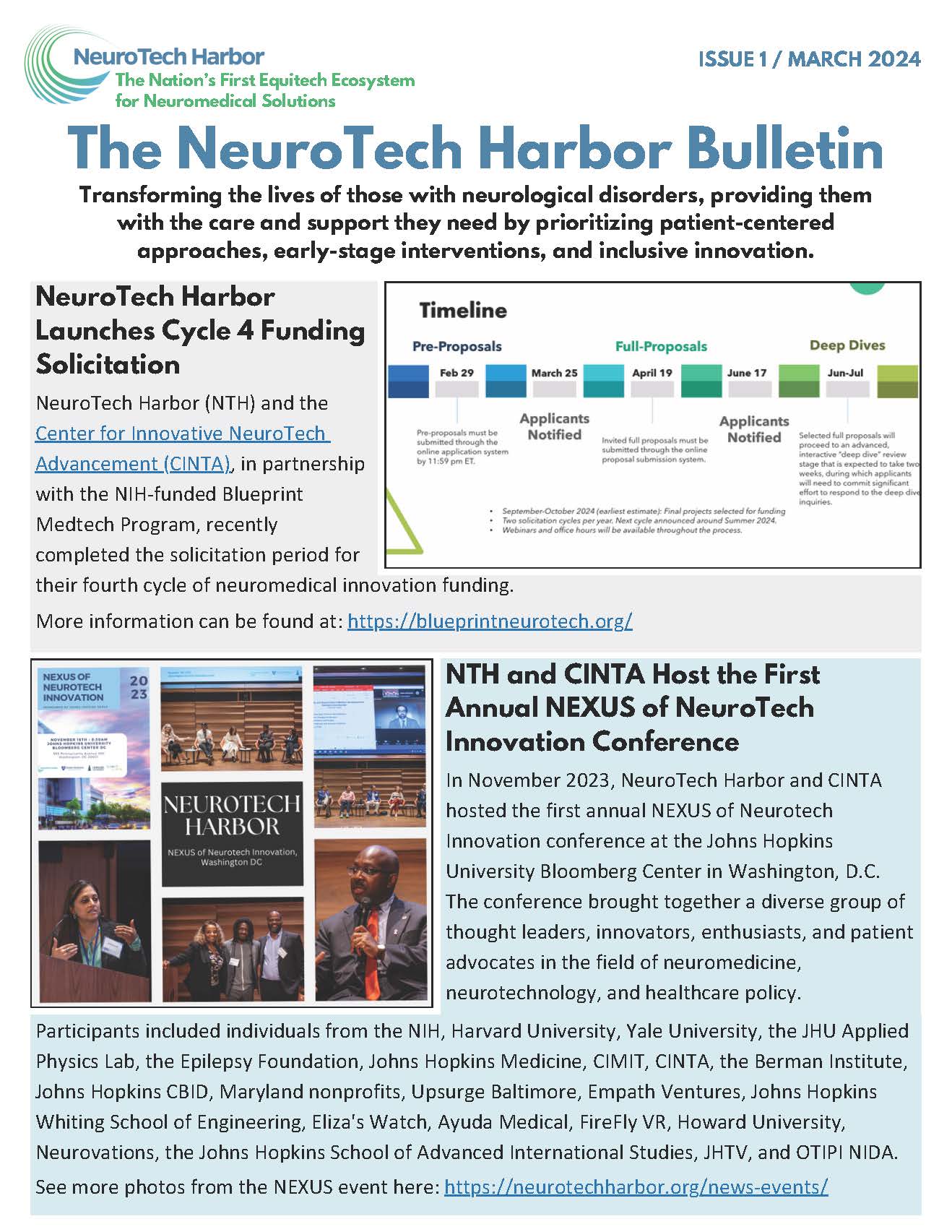 NeuroTech Harbor Bulletin March 2024